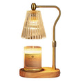 COMING SOON!  Candle Warmer Lamp Fluted Amber Glass with Wood Base